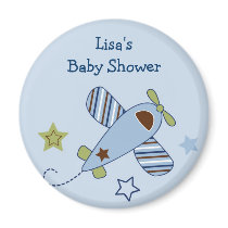 Zoom Along Airplane Baby Shower Favor Magnets