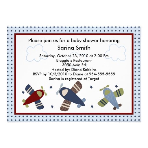 Zoom Along/Airplanes Baby Shower Invitations