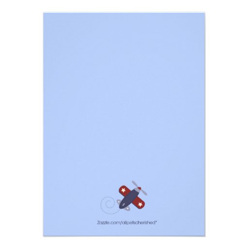 Zooming Airplane Invitation Red and Navy