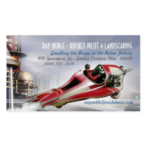 Zooming Retro Rocket Business Cards