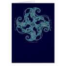 postcard - A zoomorphic Celtic crane card! Buy this beautiful card with a cool zoomorphic Celtic knotwork design of intertwining cranes and salmon! This original Celtic art by artist Peggy von Burkleo shows a Celtic crane and salmon knotwork mandala design, intricately interwoven like curling waves. This blank Celtic crane zoomorphic mandala card is perfect for any occasion, from birthday cards and thank you cards to Saint Patrick's Day cards and more! Don’t forget to take advantage of Beltain’s Zazzel shop’s multiple purchase discounts- The more cool Celtic art gifts you buy from Beltain’s Zazzel shop, the more you save! Looking for Celtic T-Shirts ? Then visit our main web site at Beltain celtic art gifts 