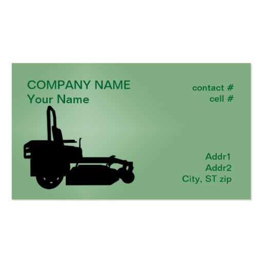 ZTR grass mower Business Card (front side)