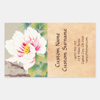 Zuigetsu Ikeda Pink Camellia japanese flower art Rectangle Stickers