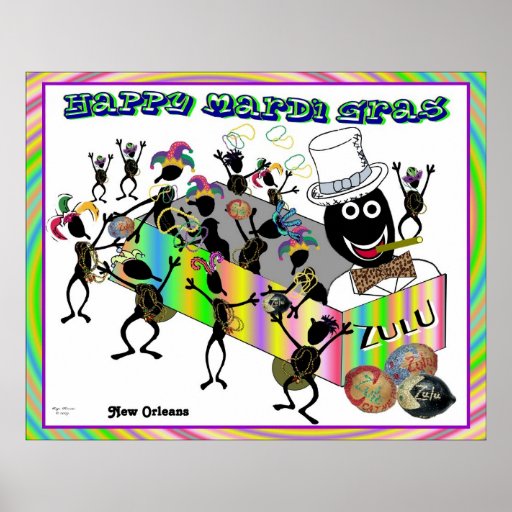 Zulu parade at Mardi Gras Poster Zazzle