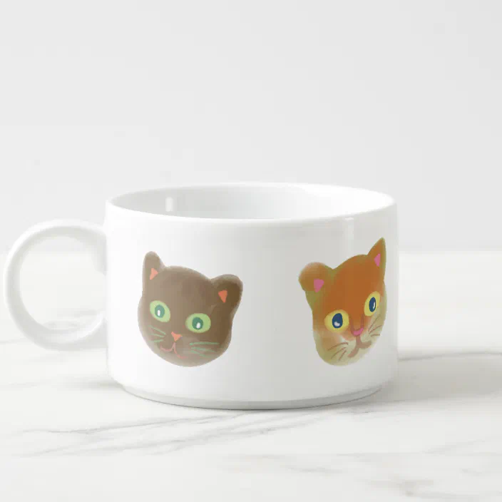 ねこのイラストマグカップ かわいい猫のマグカップ チリマグカップ Bowl Zazzle Com