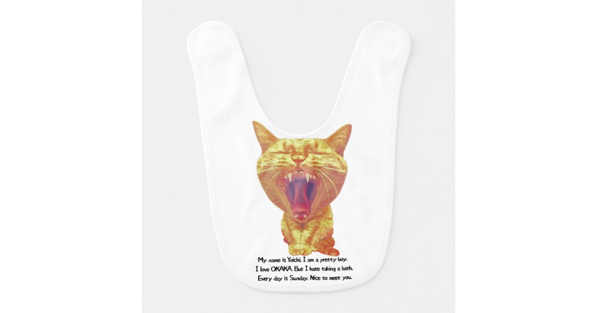 よういち　猫　かわいい　ベビービブ　YOICHI pretty cat baby bib | Zazzle