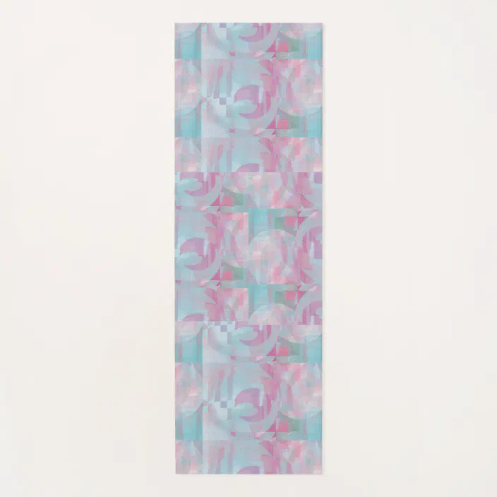 淡いピンクと水色の抽象画のヨガマット 裏はblue Yoga Mat Zazzle Com