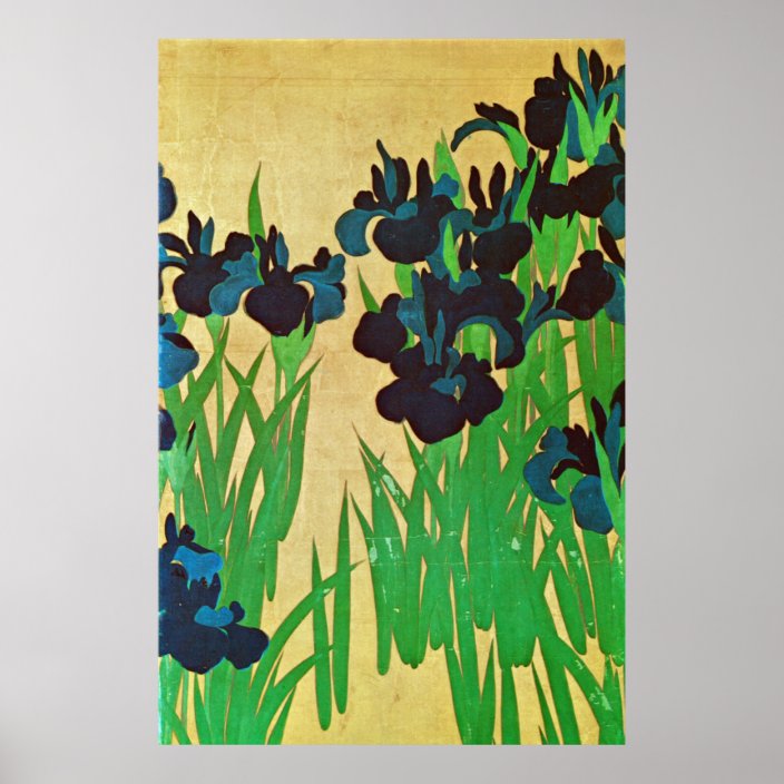 燕子花図 部分 光琳 Irises Detail Kōrin Japan Art Poster Zazzle Com