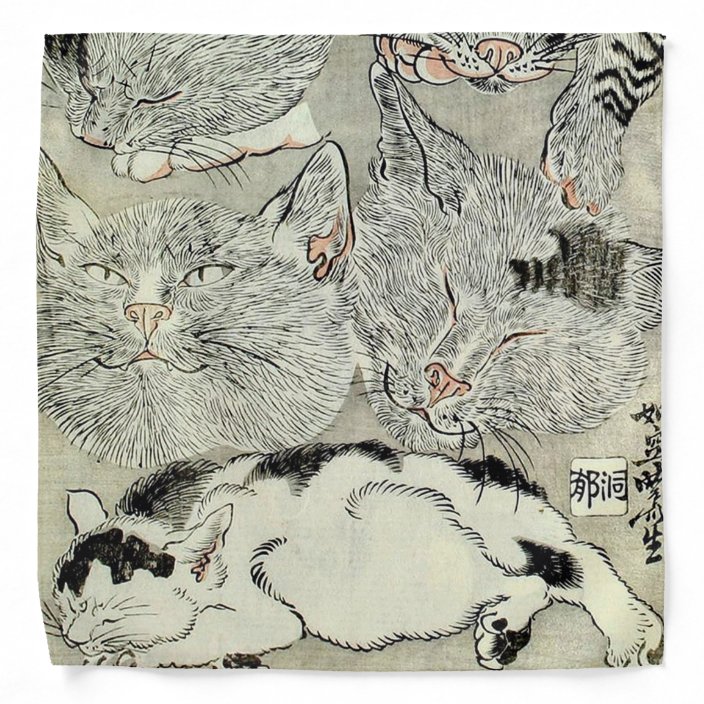 猫 暁斎 Cats Kyōsai Ukiyo E Bandana Zazzle Com