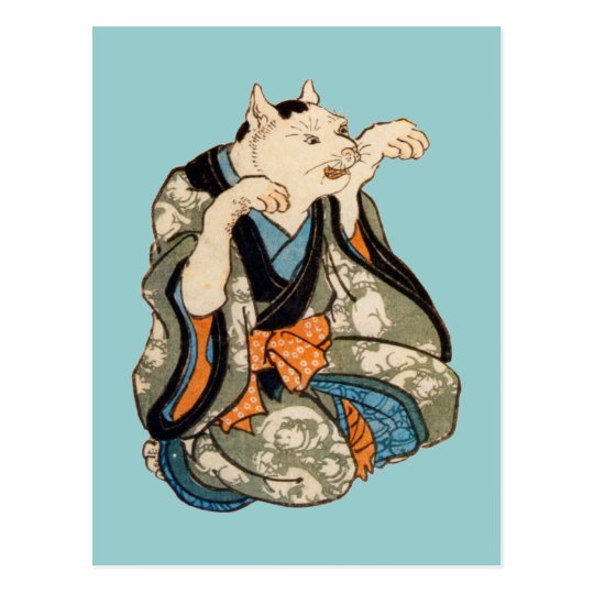 着物の猫 芳藤 Kimono Cat Yoshifuji Ukiyoe Postcard Zazzle Com