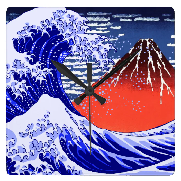 背景に 赤富士 を入れた 神奈川沖浪裏 のデザイン Square Wall Clock Zazzle Com 背景に 赤富士 を入れた 神奈川沖浪裏 のデザイン Square Wall Clock Zazzle Com