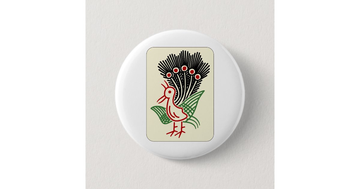 Mahjong B Button 麻雀牌 一索 / ONE OF BAMBOOS -MAHJONG TILE- BUTTON | Zazzle