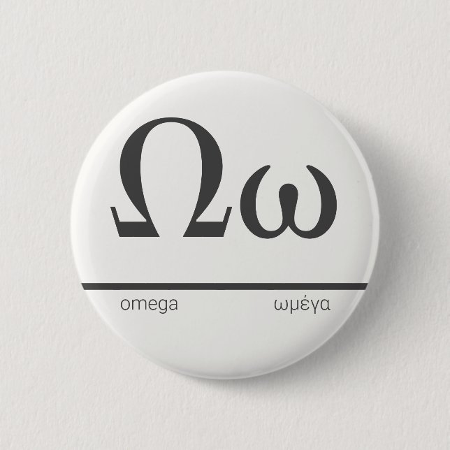 Ω - Γρεεκ Λεττερ ωμέγα - Greek Letter Omega Button (Front)