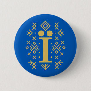 Ї Symbol in Ukrainian Folk Pattern - Cultural Heri Button