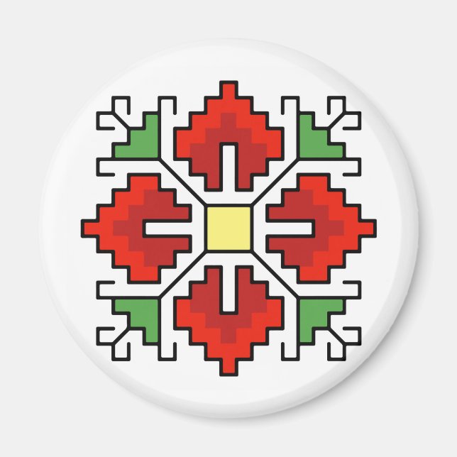 М0061 Magnet Bulgarian folk motif shevitsa red (Front)