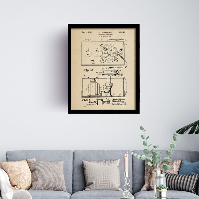 Оriginal patent for blood transfusion machine framed art (Оriginal patent for blood transfusion machine framed art)