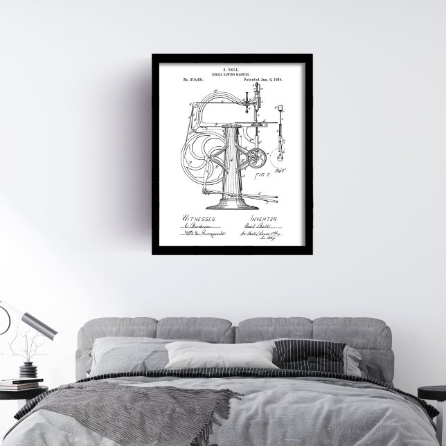 Оriginal patent for scroll sewing machine framed art (Оriginal patent for scroll sewing machine framed art)