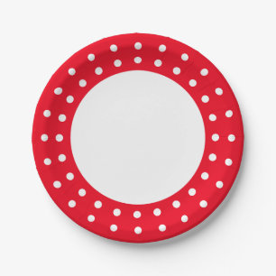 Просто красный алый polka dots paper plates