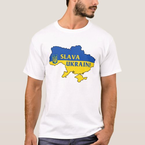 Слава Україні Slava Ukraini Glory to Ukraine flag  T_Shirt
