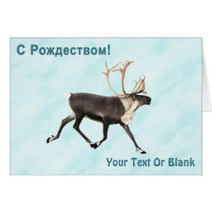 С Рождеством - Caribou (Reindeer) On Snow Cards