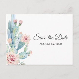 Сactus & succulent. Modern botanical Save the Date Postcard
