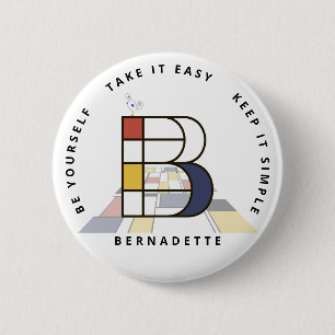 Сaptivating Neoplasticism Art Monogram. Letter B Button