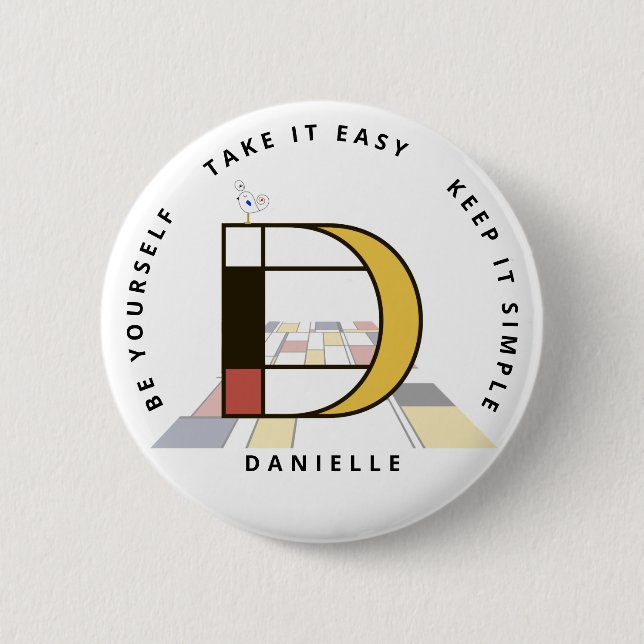 Сaptivating Neoplasticism Art Monogram. Letter D Button (Front)