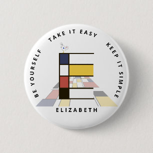 Сaptivating Neoplasticism Art Monogram. Letter E Button