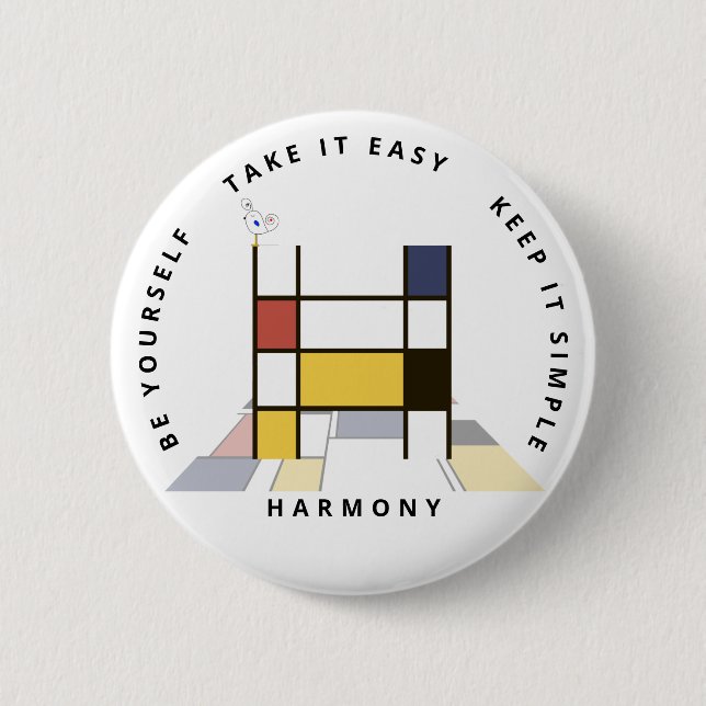 Сaptivating Neoplasticism Art Monogram. Letter H Button (Front)