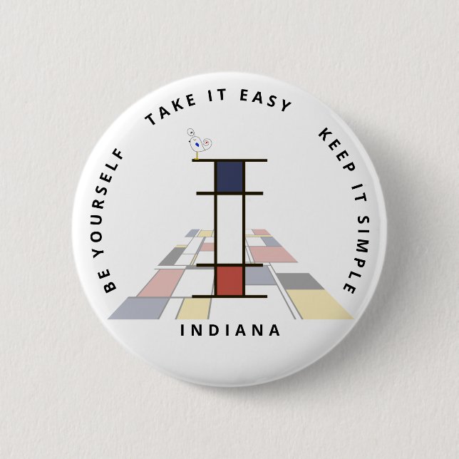 Сaptivating Neoplasticism Art Monogram. Letter I Button (Front)