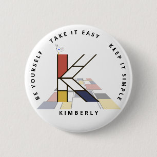 Сaptivating Neoplasticism Art Monogram. Letter K Button