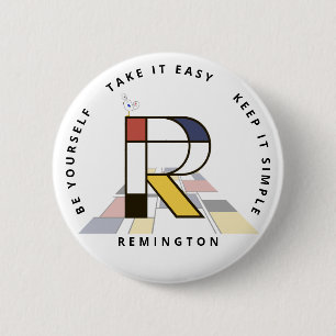 Сaptivating Neoplasticism Art Monogram. Letter R Button