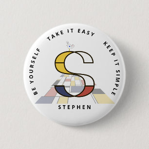 Сaptivating Neoplasticism Art Monogram. Letter S Button