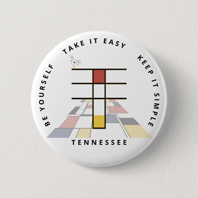 Сaptivating Neoplasticism Art Monogram. Letter T Button (Front)