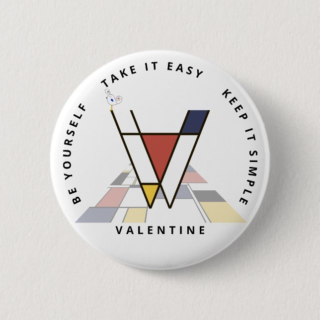 Сaptivating Neoplasticism Art Monogram. Letter V Button (Front)