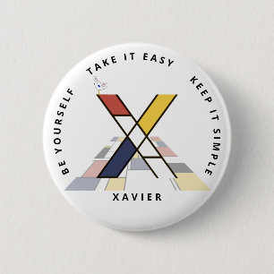 Сaptivating Neoplasticism Art Monogram. Letter X Button