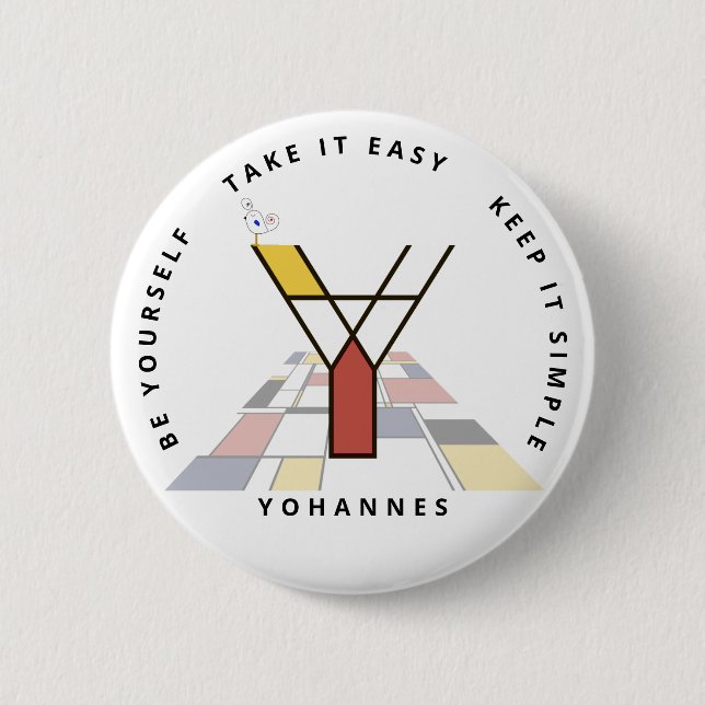 Сaptivating Neoplasticism Art Monogram. Letter Y Button (Front)