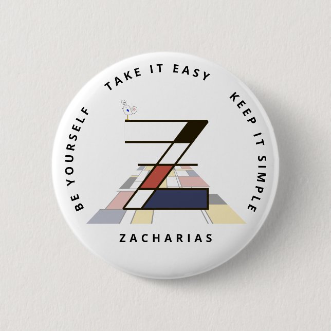Сaptivating Neoplasticism Art Monogram. Letter Z Button (Front)