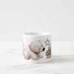 Сharming Baby Polars Bear With Books And Snow Espresso Cup at Zazzle