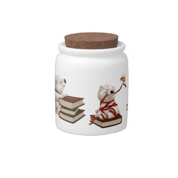 Сharming Baby Polars Bear With Books Candy Jar by MargaretStore at Zazzle