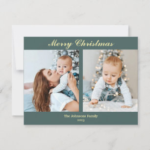 Сhristmas photocard mint turquoise & vanilla holiday card