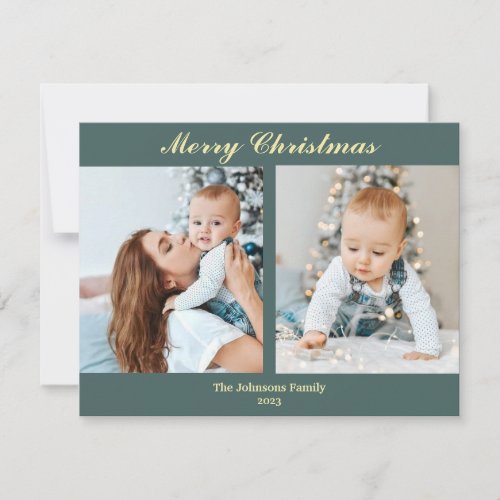 Сhristmas photocard mint turquoise  vanilla holiday card