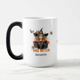 Сlassic traditional watercolor cute girl bad witch color morph mug