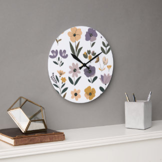 Сollection of vector flowers Throw Pillow Large Clock