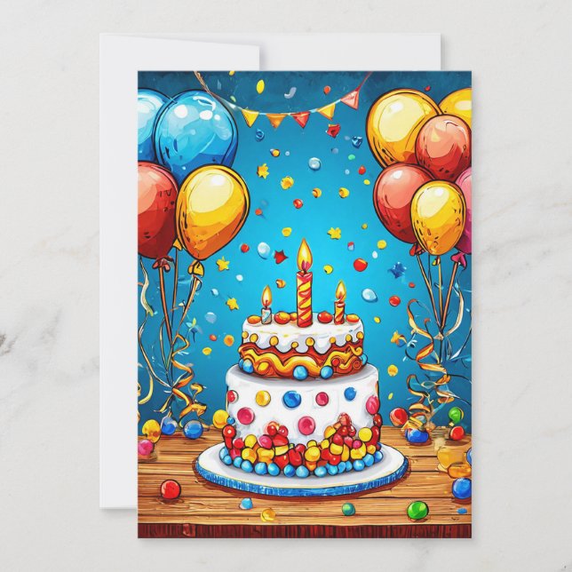 Сolorful birthday balloons invitation (Front)