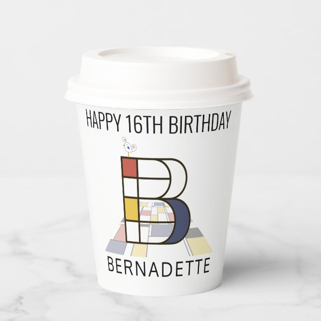 Сool Neoplasticism Style Monogram. Letter B Paper Cups (Front)