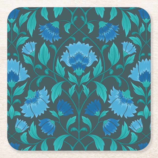 Сornflower pattern square paper coaster (Front)