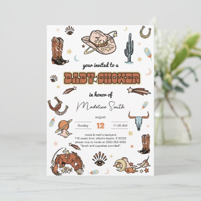 Сowboy Western Rodeo Baby Shower Invitation (Standing Front)
