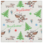 Сrazy christmas deer fabric