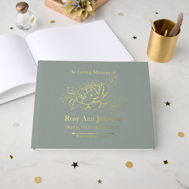 Сustom Foil Funeral Memorial Guest Book (Front Open)